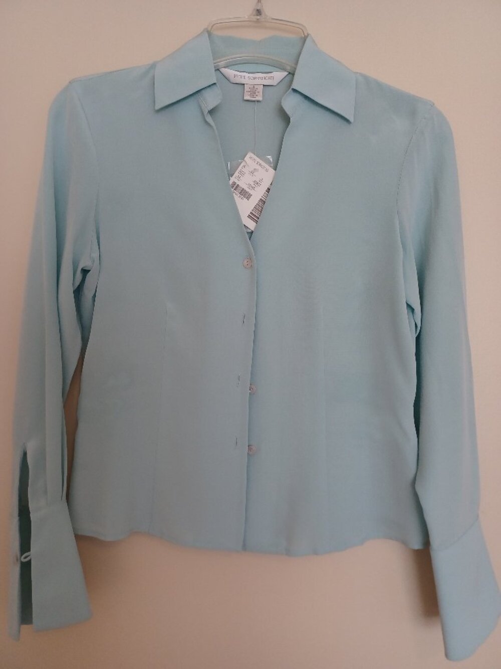 NWT Petite Sophisticate Silk Blouse Sz 2 Light Blue